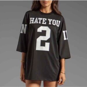 UNIF Hate You Jersey Black Top Shirt Tunic